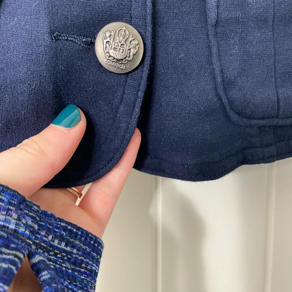 EUC Baby GAP toddler boy’s navy blue button front relaxed blazer jacket 18-24 mo